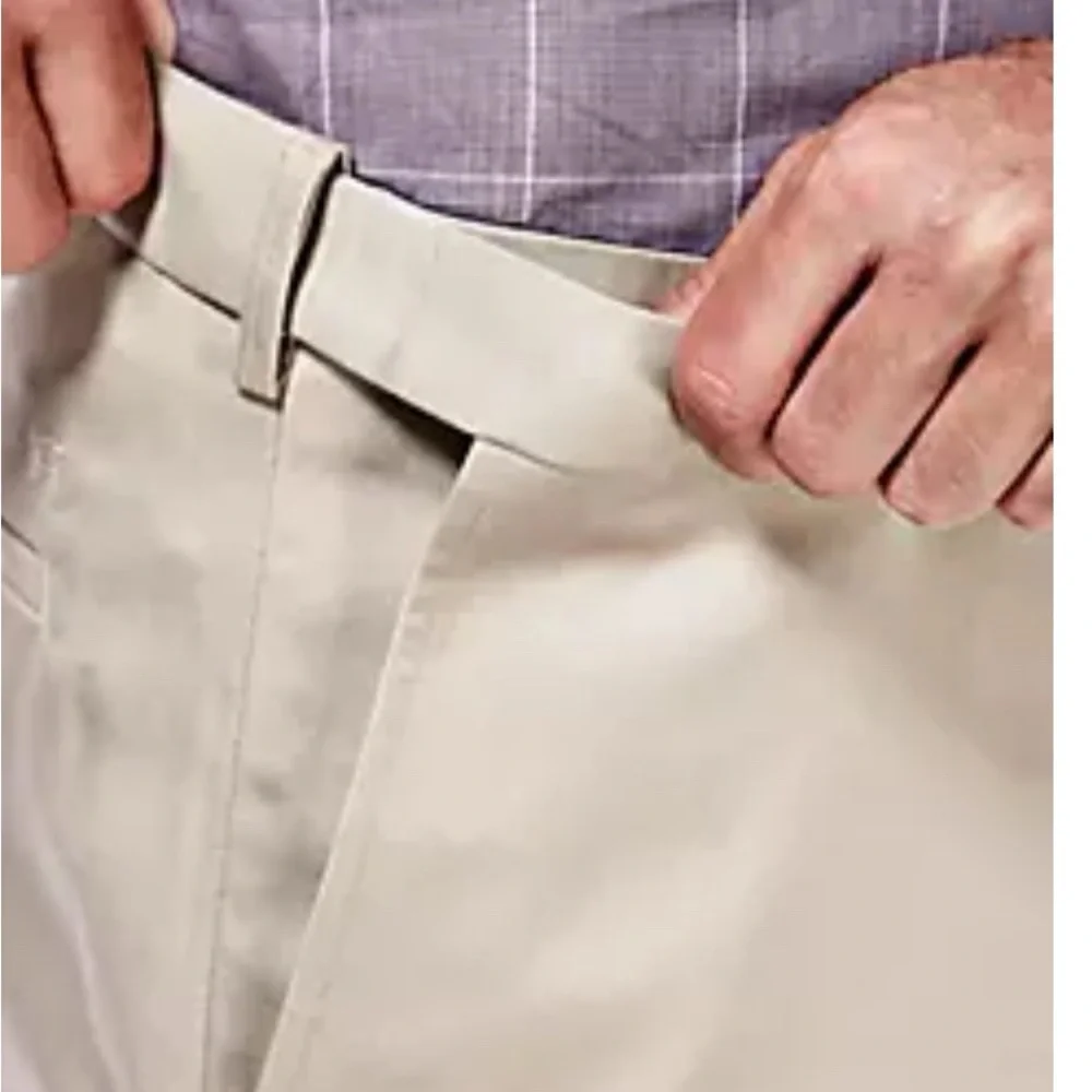 Haggar Men's Khaki Slacks Tan Flat Front Khaki Pants Sz 46” x 30” Big & Tall
